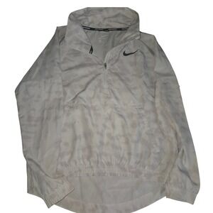 Nike Running Dri-FIT Quarter Zip Windbreaker Jacket Grey White XS